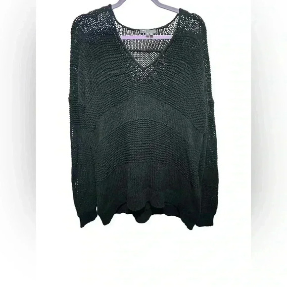 Vince Sweaters - Vince black crochet knit pullover crewneck sweater size Medium